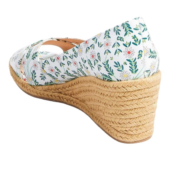 JACK ROGERS NEW IN BOX FLORAL LEATHER UPPER WEDGE ESPADRILLES SIZE 9.5 - Picture 2 of 7